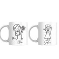 SUBLIX Custom Couple’s Mug Set | Personalized His and Hers Stick Figure Design | Romantic 11 oz Ceramic Coffee Cups | Gift for Anniversary, Wedding, Valentine’s Day, or Special Occasions