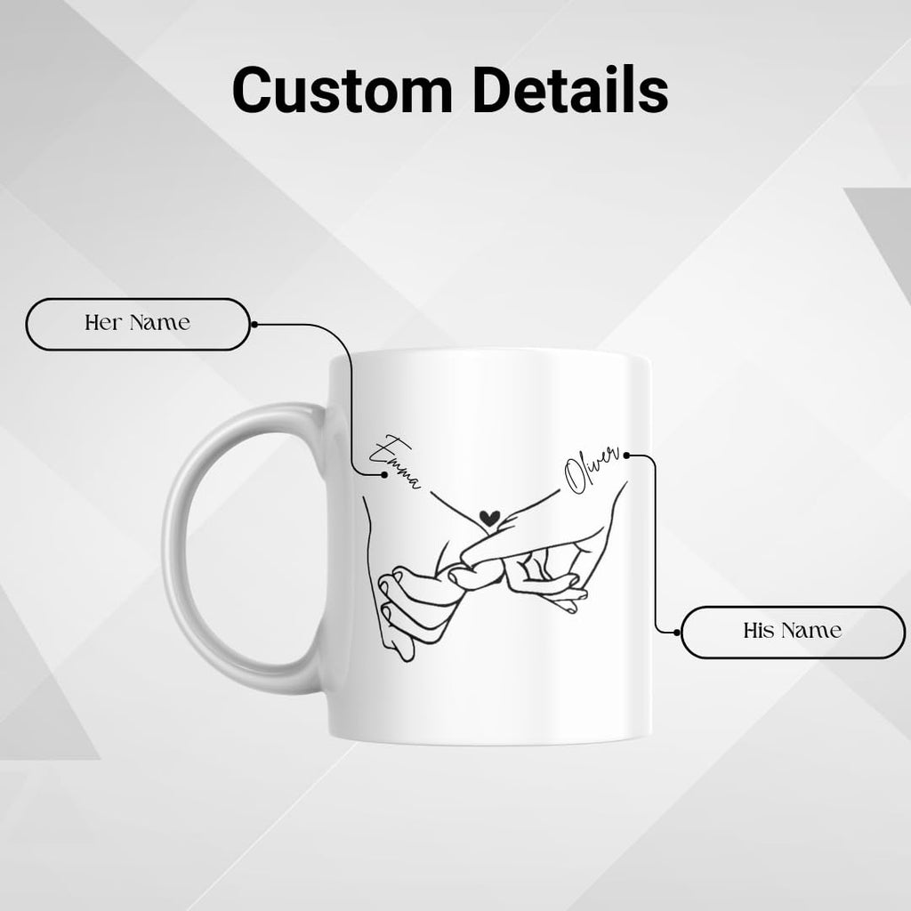 SUBLIX Custom Couple's Mug | Personalized Love Design with Names | Romantic 11 oz Ceramic Coffee Cup | Gift for Anniversary, Wedding, Valentine's Day, or Special Occasions