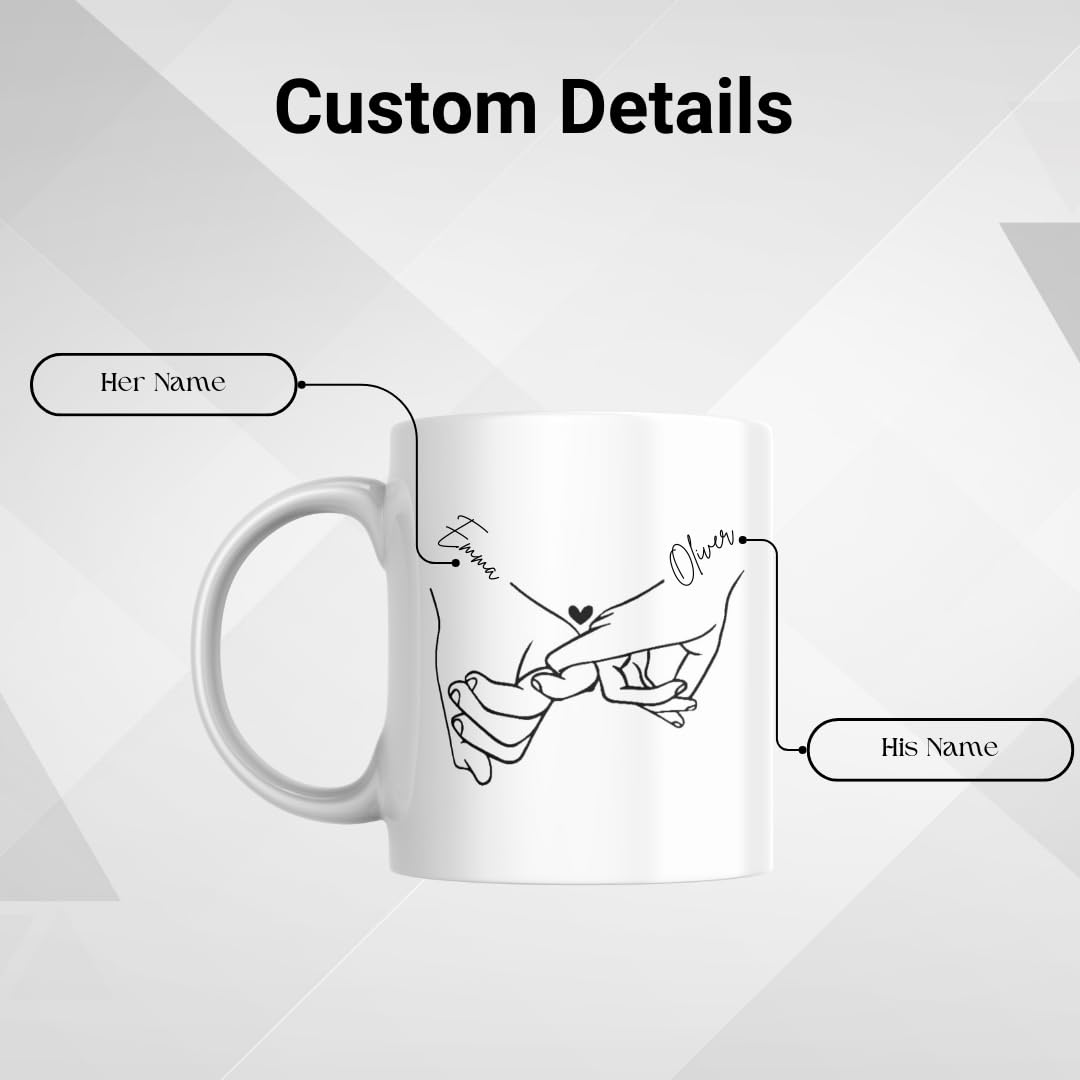 SUBLIX Custom Couple's Mug | Personalized Love Design with Names | Romantic 11 oz Ceramic Coffee Cup | Gift for Anniversary, Wedding, Valentine's Day, or Special Occasions