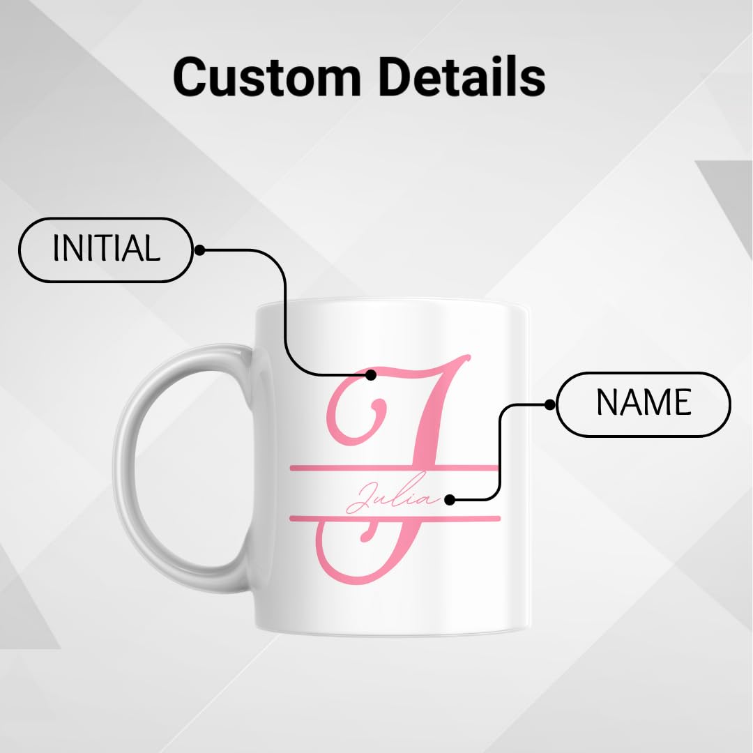 SUBLIX Personalised Mug with Name & Initial – Custom Coloured Letter Mug – Gift for Birthday, Wedding, or Christmas – 11oz Ceramic Cup