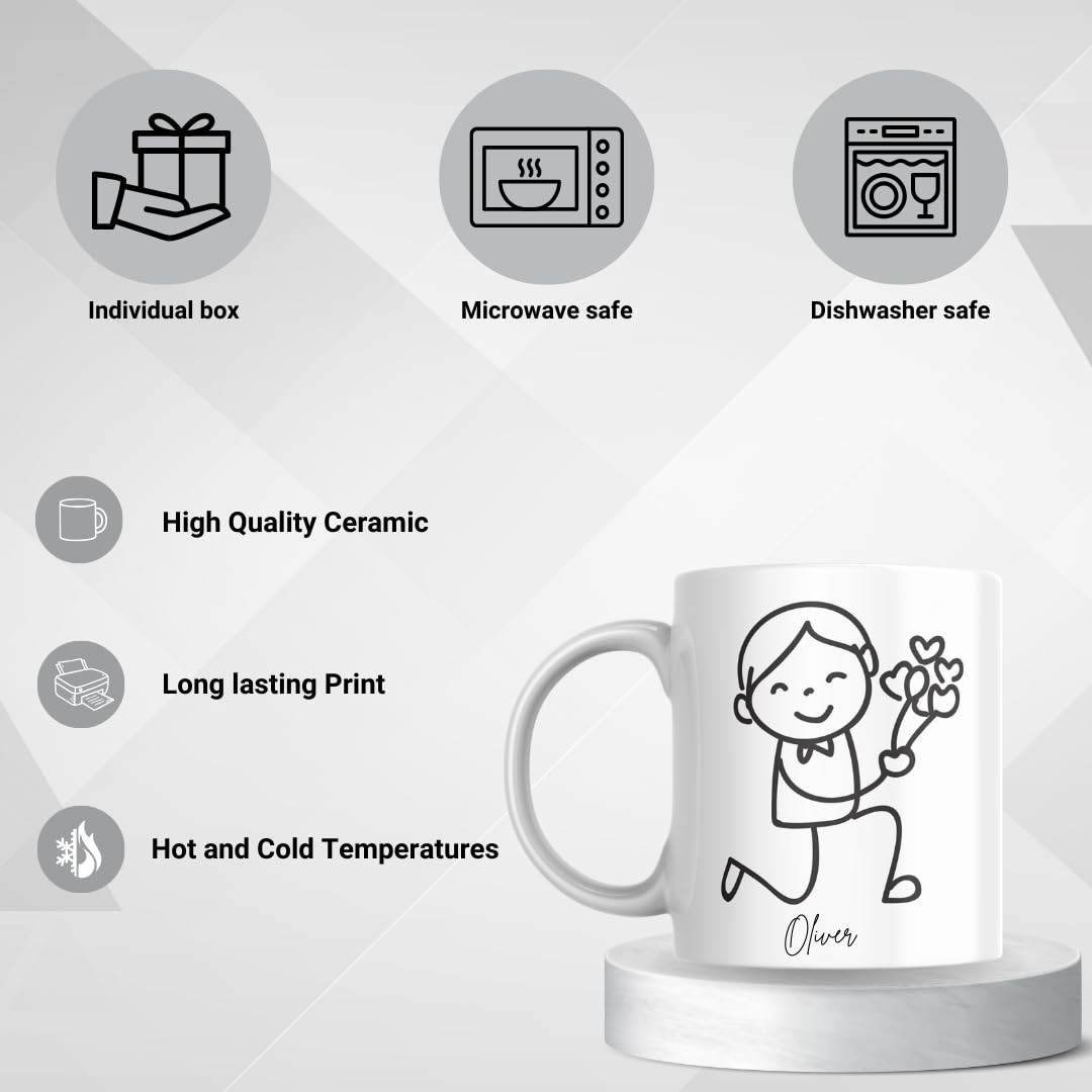 SUBLIX Custom Couple’s Mug Set | Personalized His and Hers Stick Figure Design | Romantic 11 oz Ceramic Coffee Cups | Gift for Anniversary, Wedding, Valentine’s Day, or Special Occasions