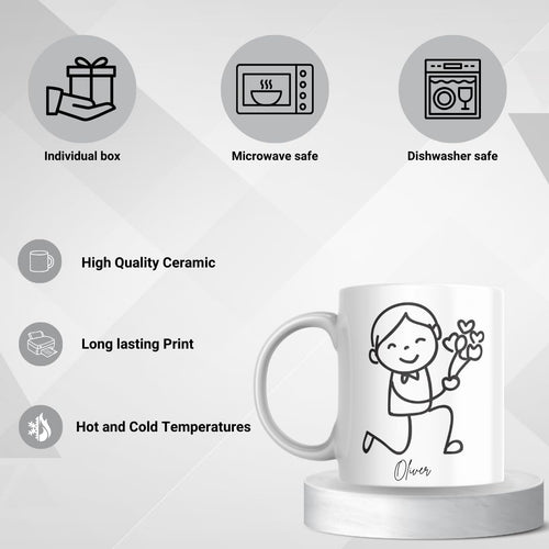 SUBLIX Custom Couple’s Mug Set | Personalized His and Hers Stick Figure Design | Romantic 11 oz Ceramic Coffee Cups | Gift for Anniversary, Wedding, Valentine’s Day, or Special Occasions