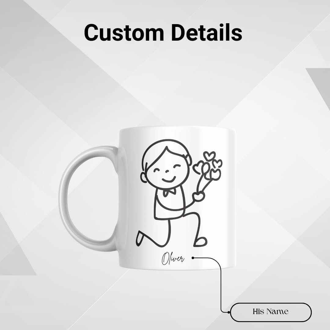 SUBLIX Custom Couple’s Mug Set | Personalized His and Hers Stick Figure Design | Romantic 11 oz Ceramic Coffee Cups | Gift for Anniversary, Wedding, Valentine’s Day, or Special Occasions