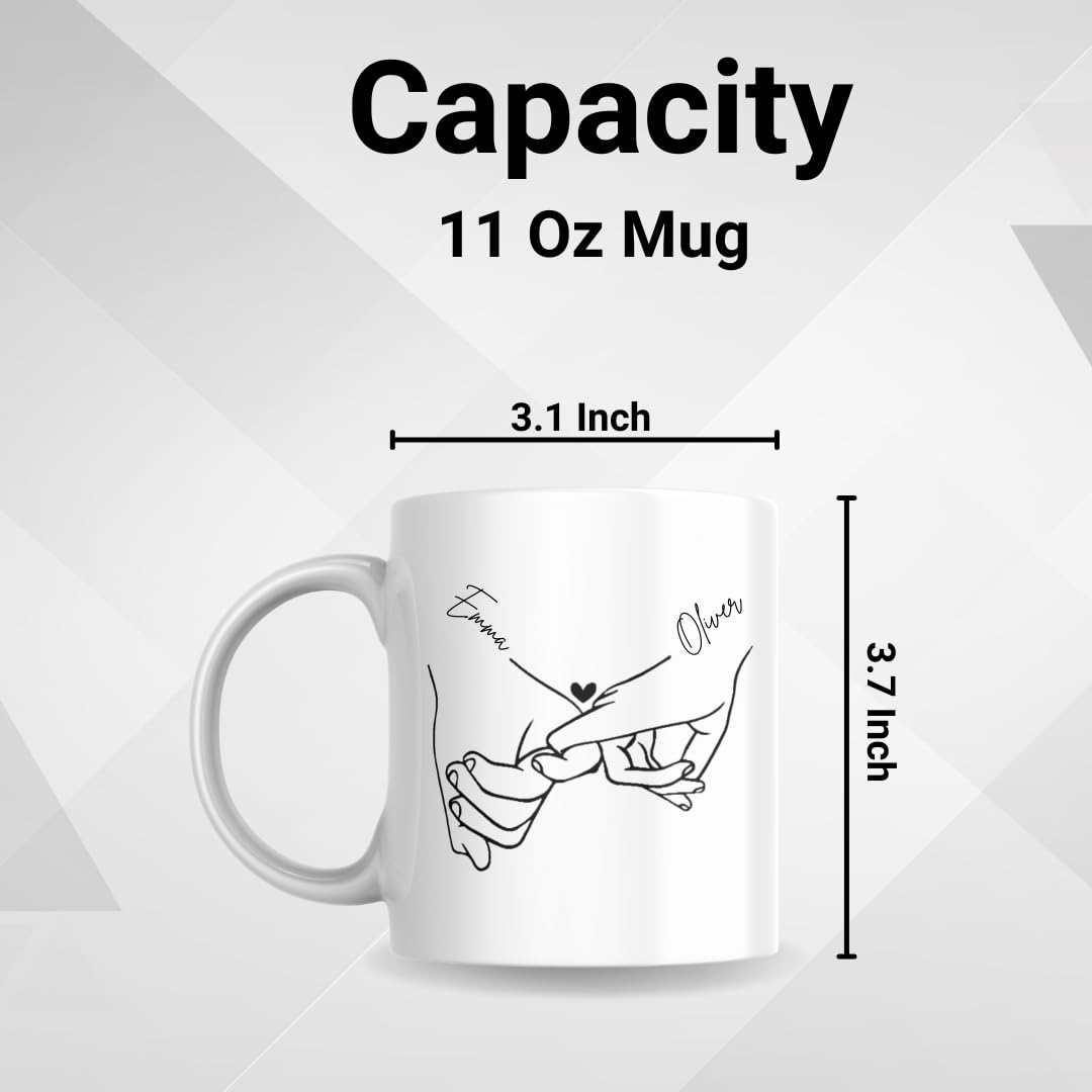 SUBLIX Custom Couple's Mug | Personalized Love Design with Names | Romantic 11 oz Ceramic Coffee Cup | Gift for Anniversary, Wedding, Valentine's Day, or Special Occasions