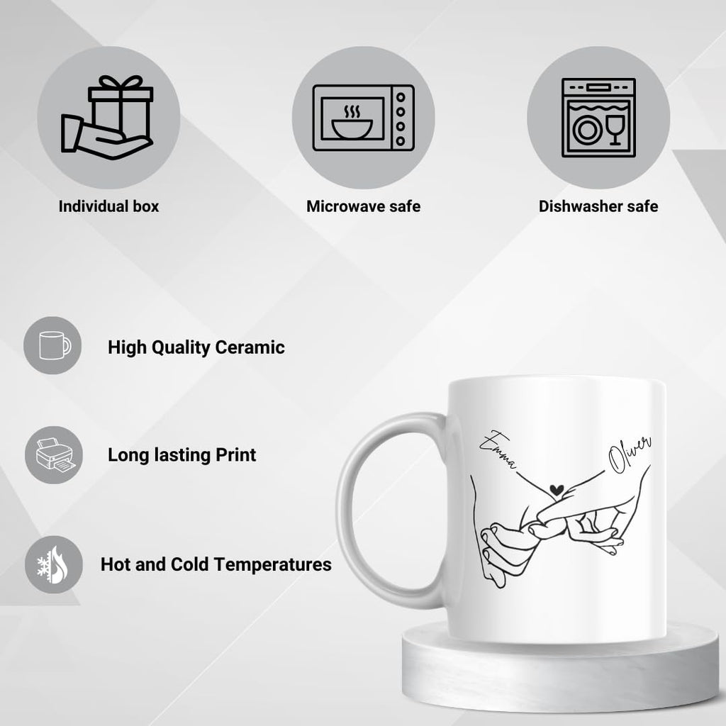 SUBLIX Custom Couple's Mug | Personalized Love Design with Names | Romantic 11 oz Ceramic Coffee Cup | Gift for Anniversary, Wedding, Valentine's Day, or Special Occasions