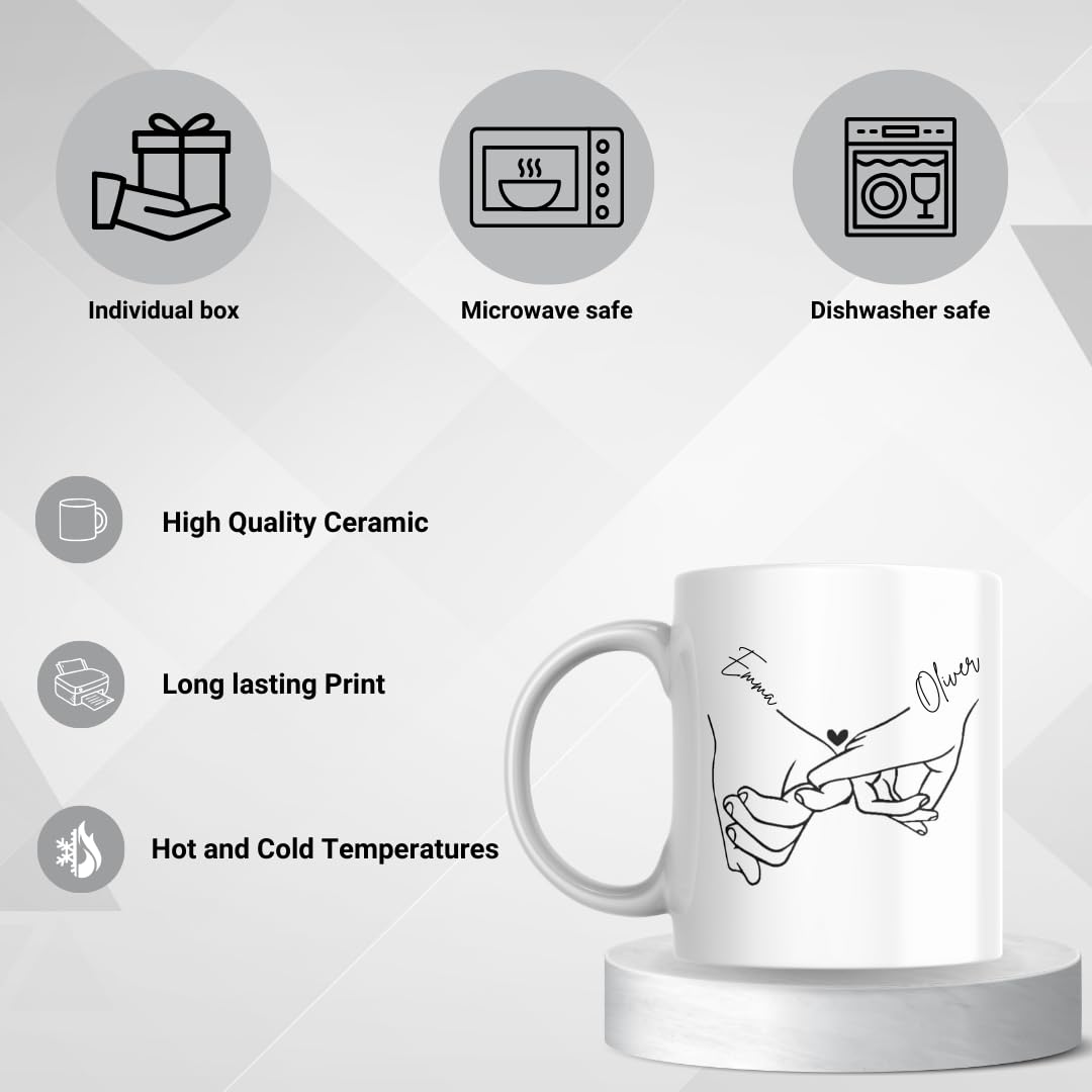 SUBLIX Custom Couple's Mug | Personalized Love Design with Names | Romantic 11 oz Ceramic Coffee Cup | Gift for Anniversary, Wedding, Valentine's Day, or Special Occasions
