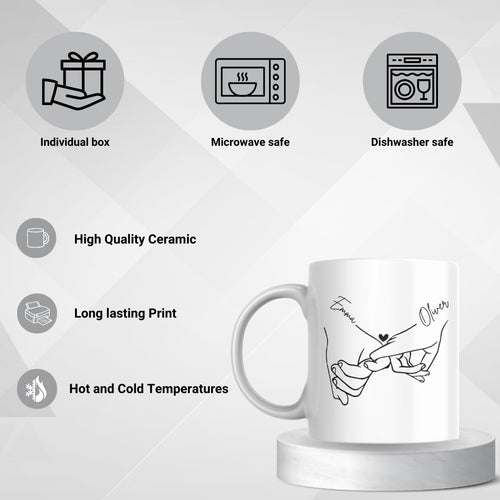 SUBLIX Custom Couple's Mug | Personalized Love Design with Names | Romantic 11 oz Ceramic Coffee Cup | Gift for Anniversary, Wedding, Valentine's Day, or Special Occasions