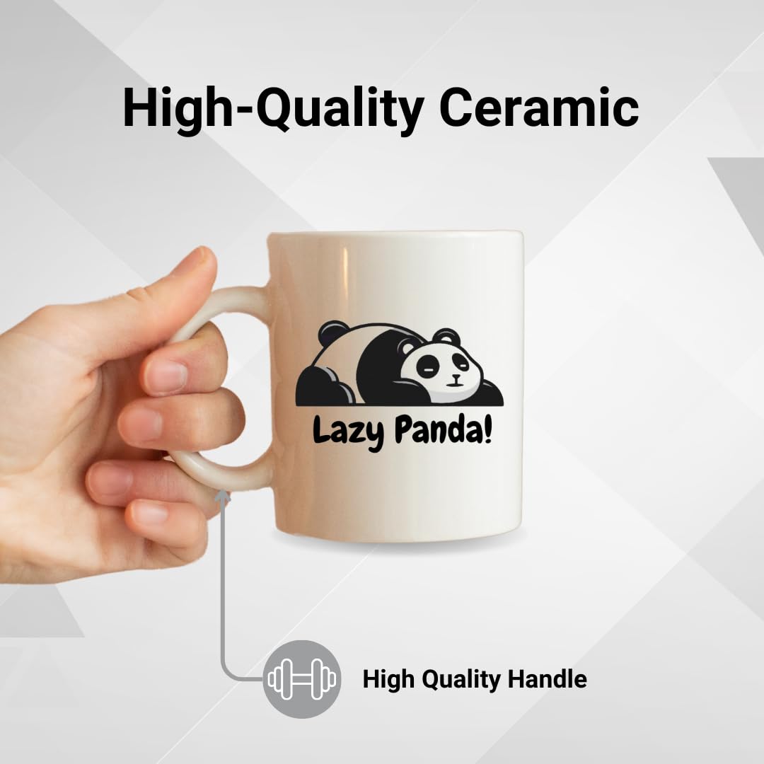 SUBLIX Lazy Panda Coffee Mug | 11 oz Ceramic Coffee Cup with Funny Panda Design | Cute Animal Lover Gift | for Tea, Hot Chocolate, Office, and Home Use | Microwave & Dishwasher Safe