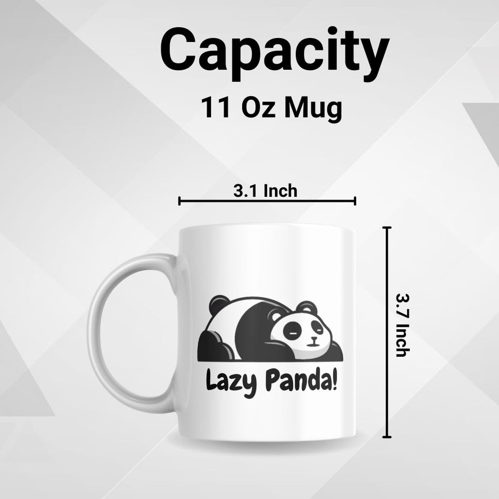 SUBLIX Lazy Panda Coffee Mug | 11 oz Ceramic Coffee Cup with Funny Panda Design | Cute Animal Lover Gift | for Tea, Hot Chocolate, Office, and Home Use | Microwave & Dishwasher Safe