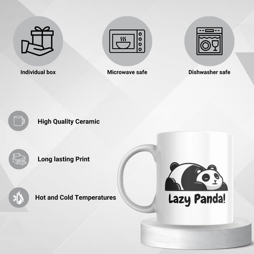 SUBLIX Lazy Panda Coffee Mug | 11 oz Ceramic Coffee Cup with Funny Panda Design | Cute Animal Lover Gift | for Tea, Hot Chocolate, Office, and Home Use | Microwave & Dishwasher Safe