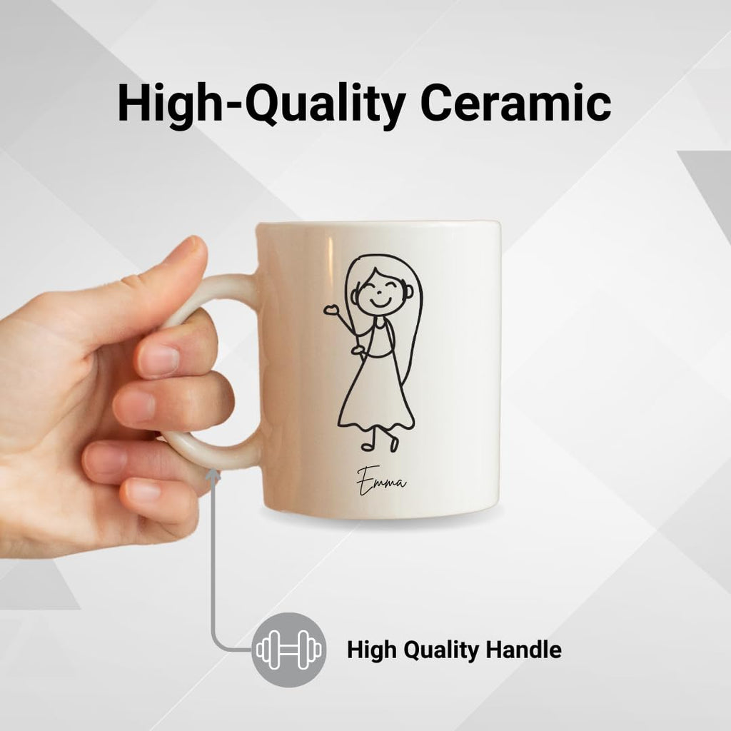 SUBLIX Custom Couple’s Mug Set | Personalized His and Hers Stick Figure Design | Romantic 11 oz Ceramic Coffee Cups | Gift for Anniversary, Wedding, Valentine’s Day, or Special Occasions