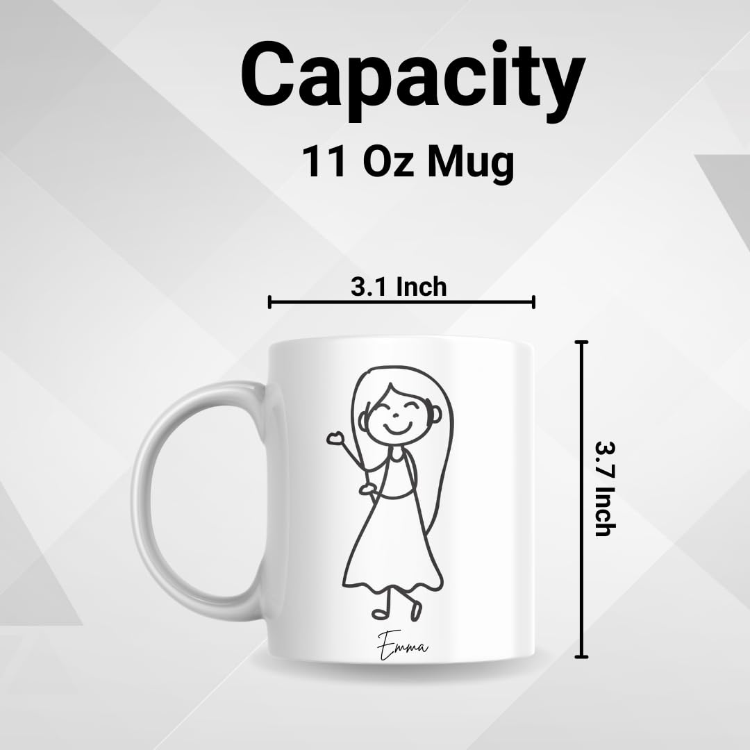 SUBLIX Custom Couple’s Mug Set | Personalized His and Hers Stick Figure Design | Romantic 11 oz Ceramic Coffee Cups | Gift for Anniversary, Wedding, Valentine’s Day, or Special Occasions